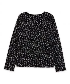 M&Co Black Print Long Sleeve Top