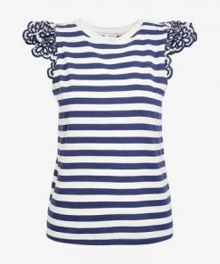 M&Co Blue Stripe Broderie Top -M&Co Sales Shop unnamed file 1102