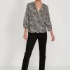 M&Co Black Animal Print Wrap Top