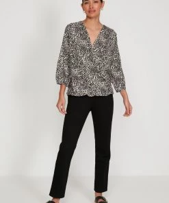 M&Co Sales Shop 41 M&Co Black Animal Print Wrap Top