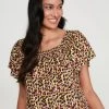 M&Co Brown Printed Gypsy Short Sleeve Top -M&Co Sales Shop unnamed file 1134 scaled