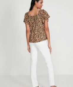 M&Co Brown Printed Gypsy Short Sleeve Top -M&Co Sales Shop unnamed file 1136 scaled