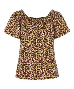 M&Co Brown Printed Gypsy Short Sleeve Top -M&Co Sales Shop unnamed file 1137 scaled