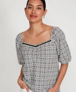 M&Co White Aztec Print Top