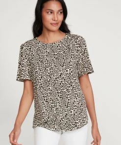 M&Co Brown Leopard Print Flutter Sleeve Top