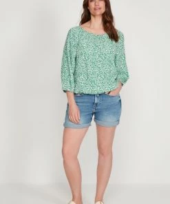 M&Co Green Floral Gypsy Hem Top