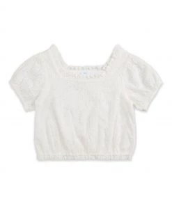 M&Co Cream Woven Crop Broderie Blouse