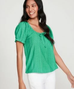 M&Co Green Broderie Gypsy Bubble Hem Top