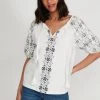 M&Co White Aztec Print Gypsy Top