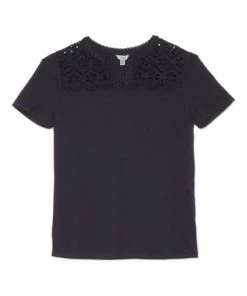 M&Co Blue Pointelle Lace Jersey Top -M&Co Sales Shop unnamed file 125