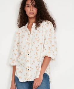 M&Co Cream Petite Ditsy Floral Shirt