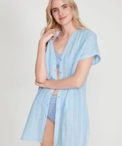 M&Co Blue Textured Beach Shirt -M&Co Sales Shop unnamed file 1293