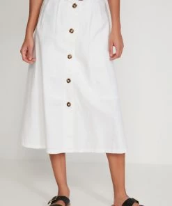 M&Co White Linen Button Through Skirt