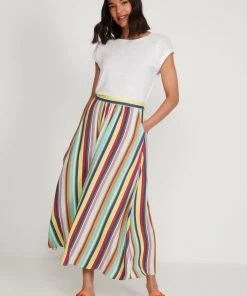 M&Co Sales Shop 9 M&Co Yellow Bright Stripe Midi Skirt