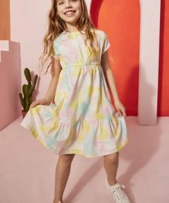 M&Co Pink Tie Dye Tiered Dress