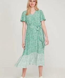 M&Co Green Floral Tiered Midi Dress