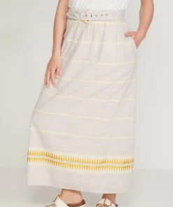 M&Co Yellow Belted Maxi Skirt