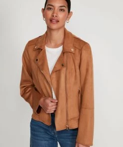 M&Co Brown Suedette Biker Jacket