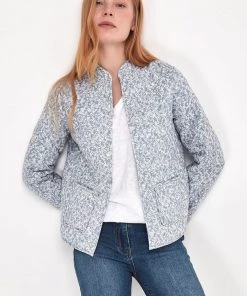 M&Co Blue Quilted Printed Jacket