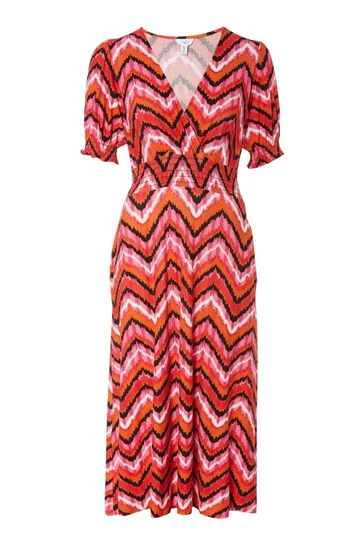 M&Co Red Zig Zag Print Jersey Midi Dress 10 M&Co Red Zig Zag Print Jersey Midi Dress - Image 8