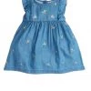 M&Co Newborns Blue Denim Floral Embroidered Dress