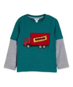 M&Co Natural Dino Truck 3D Long Sleeve T-Shirt