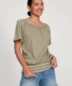 M&Co Geen Shirred Hem Gypsy Top -M&Co Sales Shop unnamed file 1478 scaled