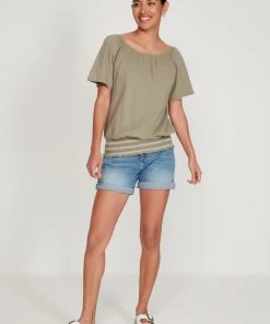 M&Co Geen Shirred Hem Gypsy Top -M&Co Sales Shop unnamed file 1479 scaled