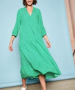 M&Co Green Spot Tiered Dress