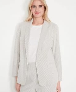 M&Co Cream Striped Blazer Jacket
