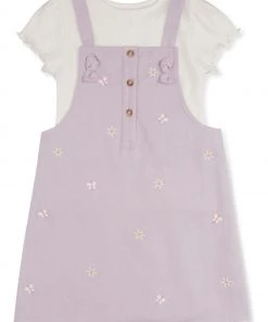 M&Co Purple Embroidered Twill Dress