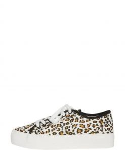 M&Co Brown Leopard Print Canvas Trainers