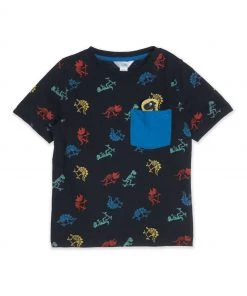 M&Co Blue Dinosaur 3D Pocket T-Shirt