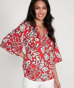M&Co Red Floral Ruched Top -M&Co Sales Shop unnamed file 1715 scaled