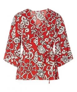 M&Co Red Floral Ruched Top -M&Co Sales Shop unnamed file 1718