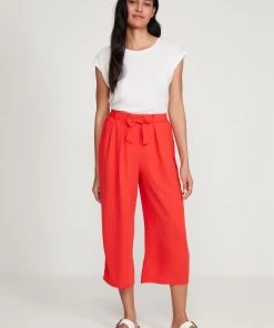 M&Co Red Tie Front Crop Culottes Trousers