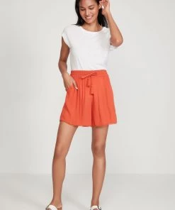 M&Co Orange Crinkle Shorts -M&Co Sales Shop unnamed file 1784 scaled