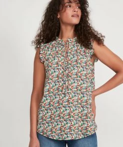 M&Co Petite Orange Ditsy Floral Top