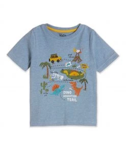 M&Co Blue Marl Dino Adventure T-Shirt