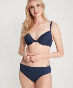 M&Co Orange Textured Mid Rise Bikini Bottom