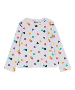 M&Co White Top Heart Rib T-Shirt