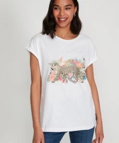 M&Co White Leopard Logo T-Shirt