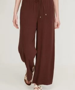 M&Co Brown Linen Wide Leg Trousers