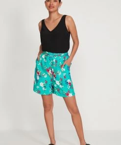 M&Co Green Tropical Print Shorts