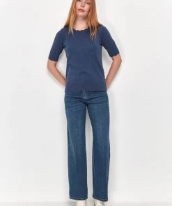 M&Co Blue Short Sleeve Scalloped Detail Top -M&Co Sales Shop unnamed file 1981 scaled