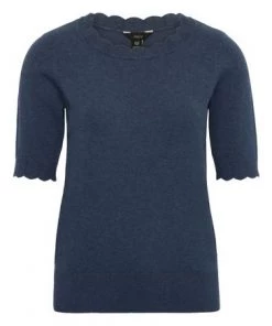 M&Co Blue Short Sleeve Scalloped Detail Top -M&Co Sales Shop unnamed file 1983