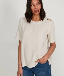 M&Co Grey Casual Button T-Shirt