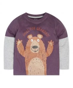 M&Co Purple Hugs For Grandad Bear T-Shirt