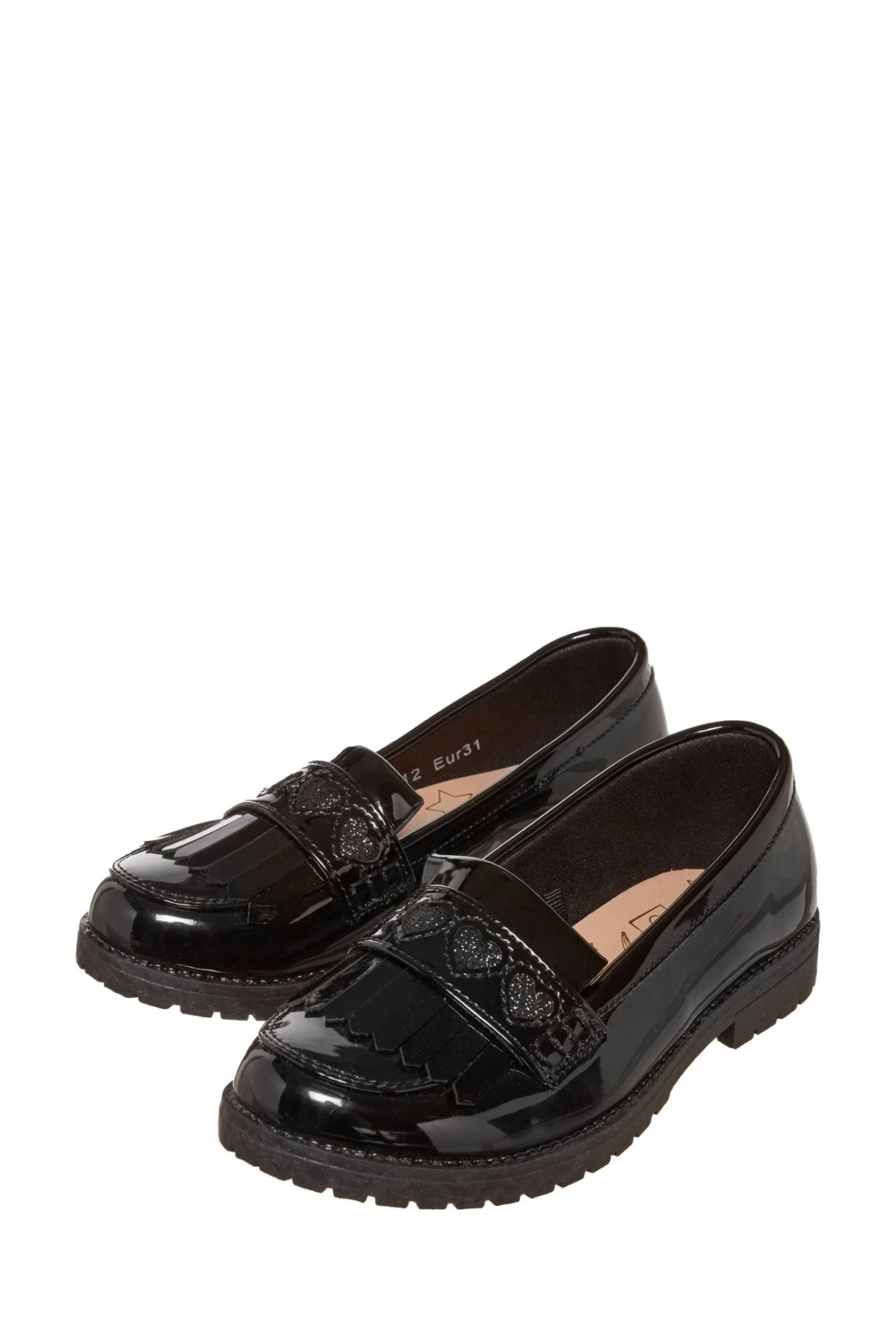 M&Co Girls Black Patent Loafer Shoes 4 M&Co Girls Black Patent Loafer Shoes - Image 2