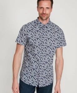 M&Co Blue Fan Print Shirt